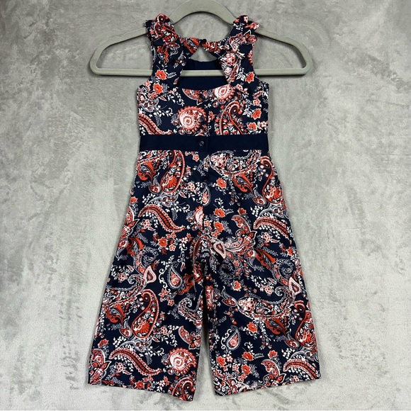 Janie and Jack Girls Floral Paisley Jumpsuit Jumper Sleeveless Sz 3 - Picture 4 of 13